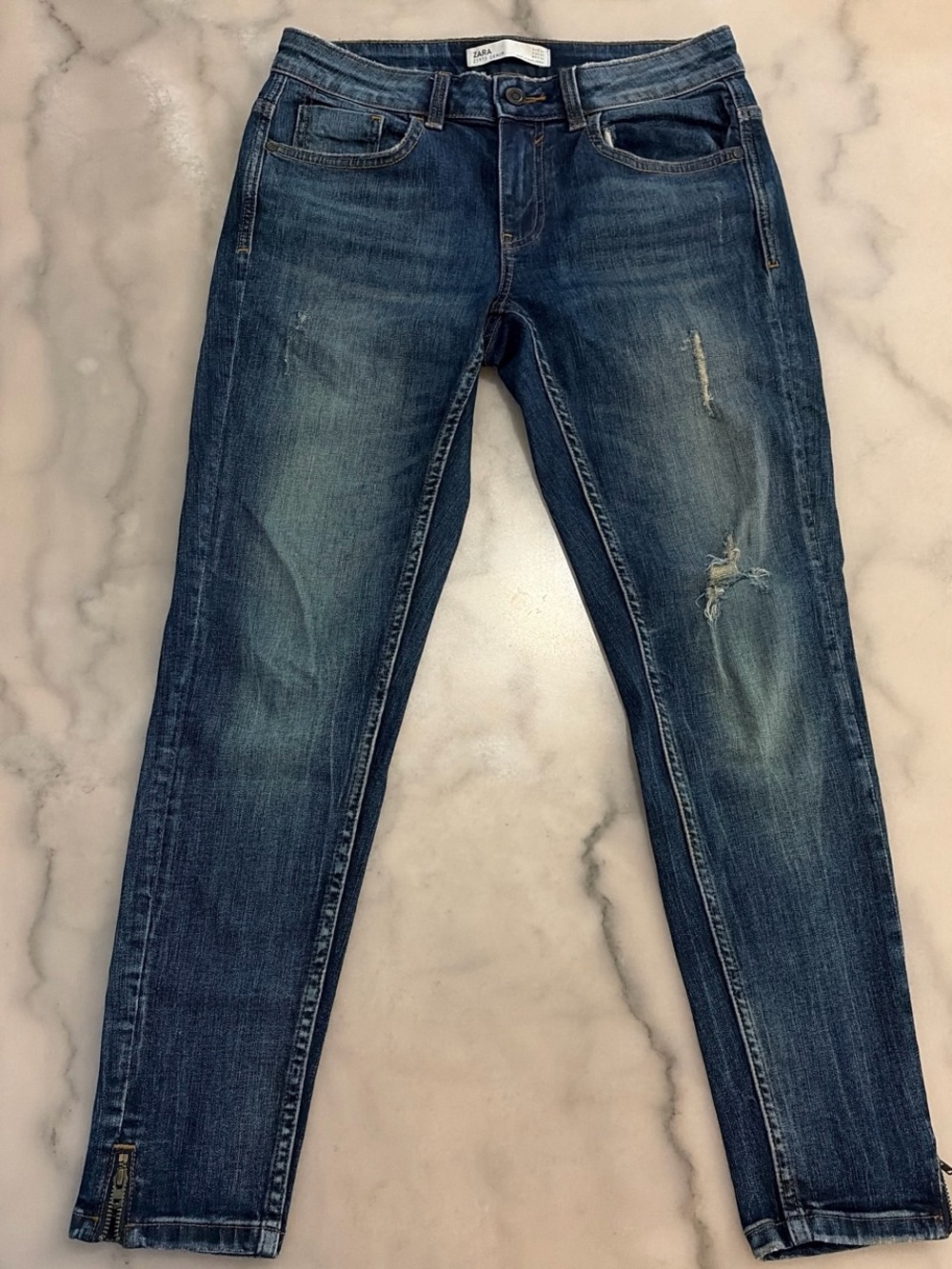 Zara Distressed Skinny Stretchy Denim Jeans